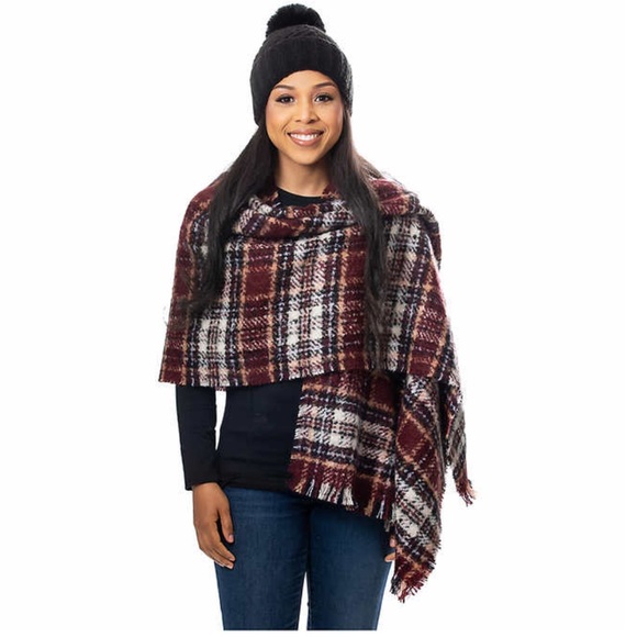 Emanuel Geraldo Ladies Scarf and Beanie Set ~ BLACK - Picture 2 of 5